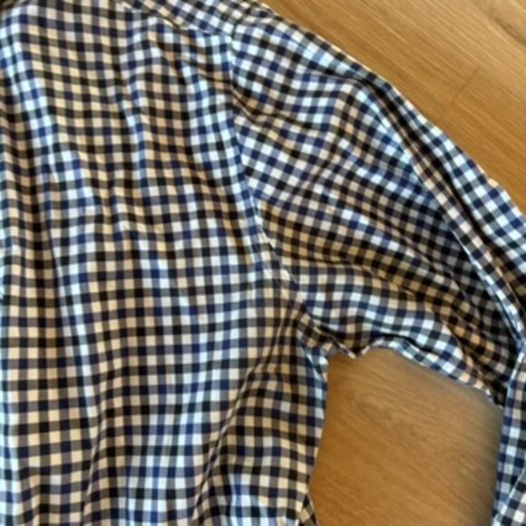 Untuckit Blue Black Gingham Button Up Shirt Large - Picture 4 of 7